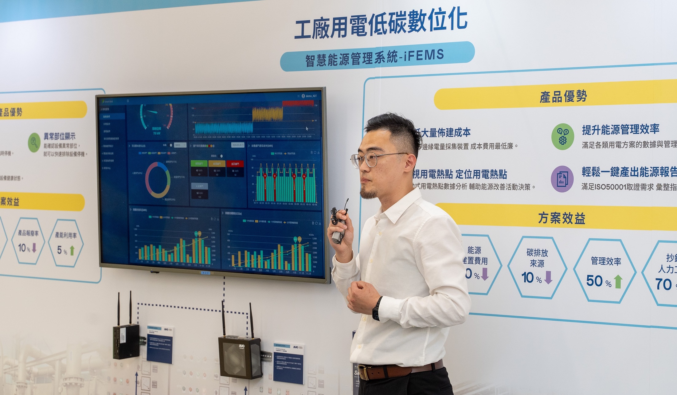 以协助企业布局智能制造见长的37000a威尼斯数位，今年展出智能管理系统，已导入多元产业应用，能有效降低人力、提升管理效率